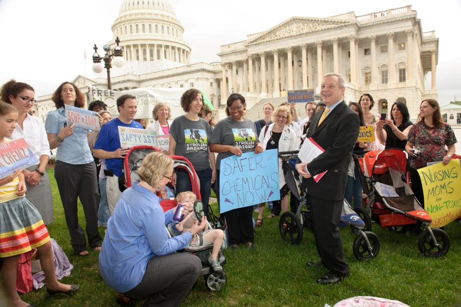 U.S. Senator Dick Durbin (D-IL) was joined today by Senator Frank Lautenberg (D-NJ) and members of the Safer Chemicals Healthy Families Coalition at a news conference to called for Senate passage of the Safe Chemicals Act.